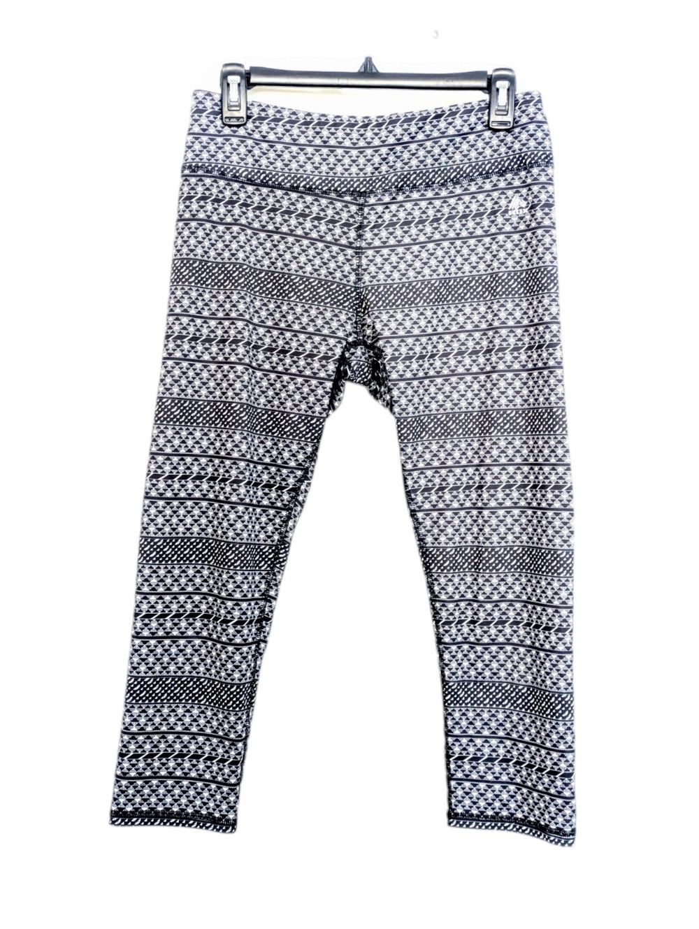 RBX Black & White Geometric Print Workout Capri Leggings - Size Large Womens